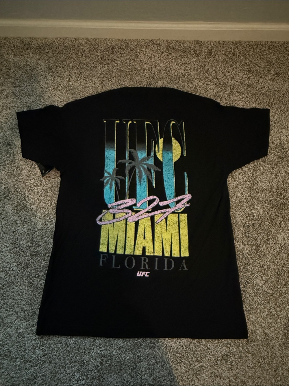 BNWT UFC Black Short Sleeve Tee with Teal and Pink Logos